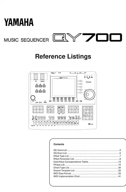 yamaha雅马哈QY700 Reference Listings